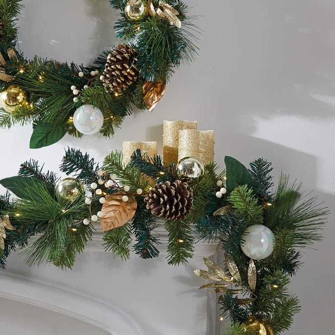 Festive Feeling 7ft Indoor Decorative Garland With LED Lights Silver