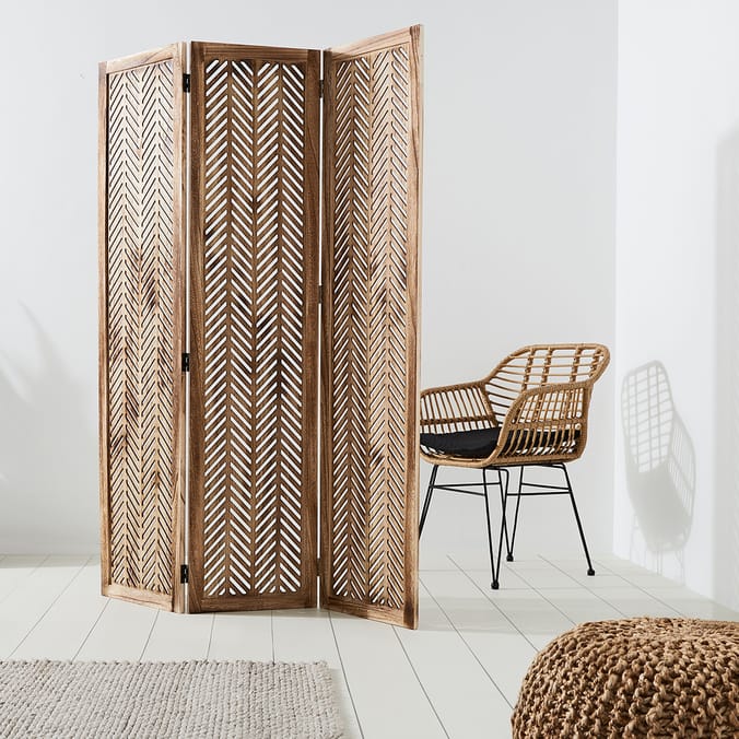 Home Collections 3 Panel Room Divider, screen, wood, wooden, brown