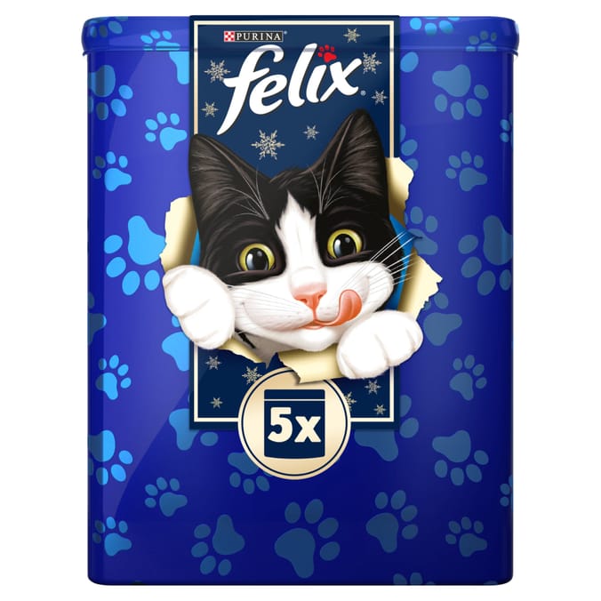 Felix Cat Treats Christmas Tin 300g cat kitten feline paws