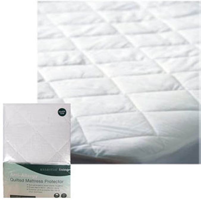 Quilted Mattress Protector AntiAllergy heated bedding Home Bargains