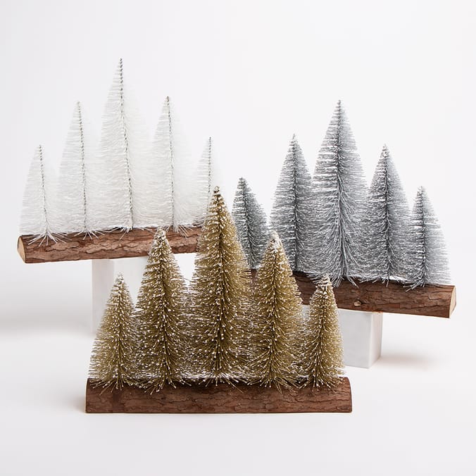 Festive Feeling 5 Piece Bristle Tree on Log, decorations christmas xmas