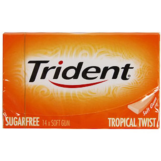 Trident Sugarfree Gum: Tropical Twist (Case of 12 Packs)