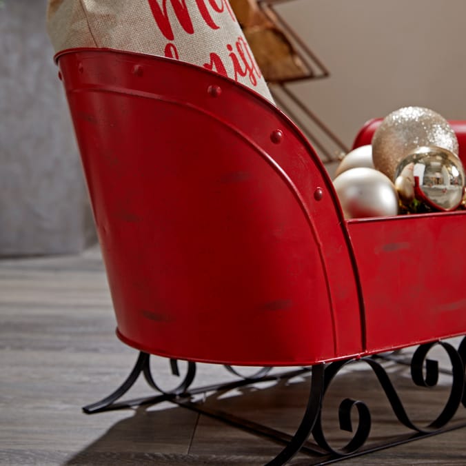 Festive Feeling Large Metal Sleigh, red decorations christmas xmas