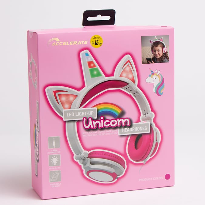 Accelerate LED Light Up Unicorn Headphones Home Bargains