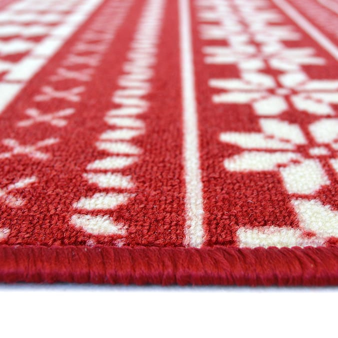 Red Scandi Runner 150 x 57cm, red runners rugs christmas festive xmas season Home Bargains