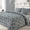 Home Collections: Christmas Stag Printed Fleece Grey Duvet Set