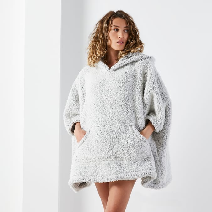 Teddy Soft: Snuggle Teddy Hoodie - Ladies, poncho, hoody, grey, silver,  snuggle, oversized, loungewear, womens, women, womans, woman, for, her ,  hers