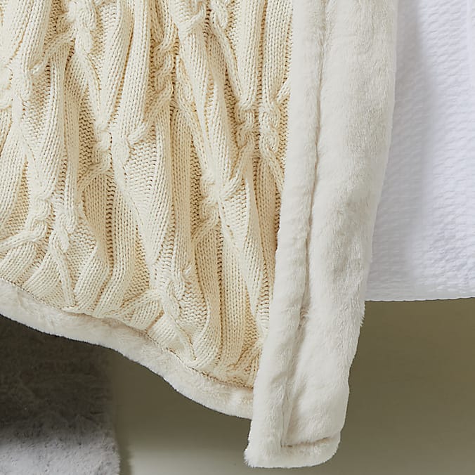 Home Collections: Cable Knit Throw - Cream