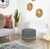 Home Collections: Round Geo Footstool - Black