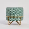 Home Collections: Round Geo Footstool - Green