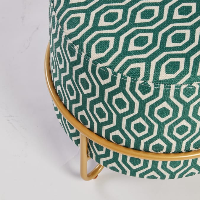 Home Collections: Round Geo Footstool - Green