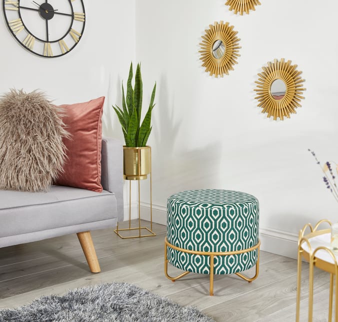 Yellow footstool shop home bargains