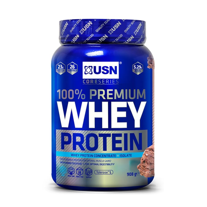USN 100 Premium Whey Protein 908g Chocolate, 6009694864312, fitness