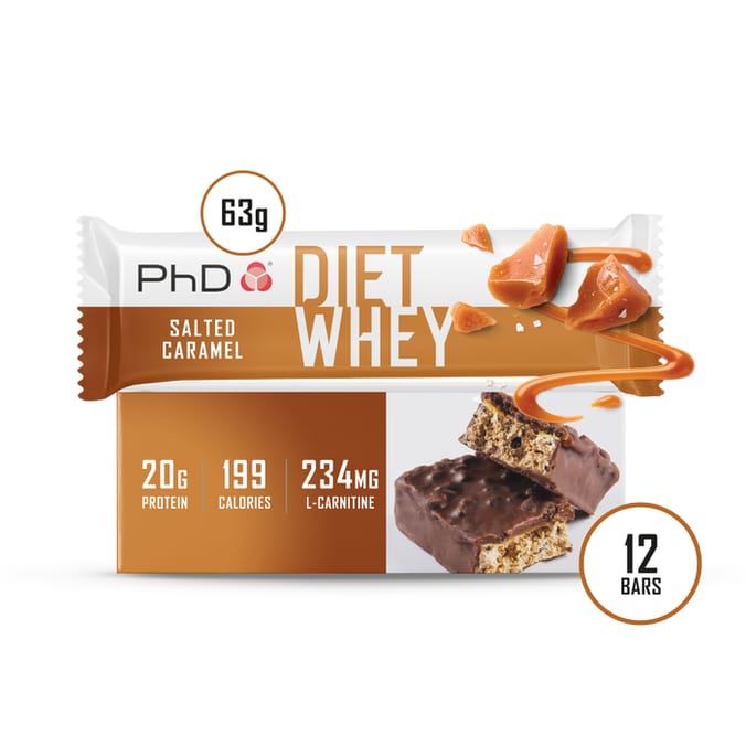 PhD Diet Whey High Protein Bar 63g Salted Caramel (Case Of 12