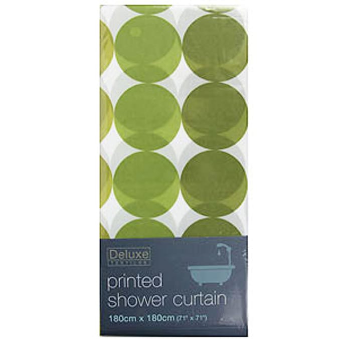 Deluxe Textiles Printed Shower Curtain Green Circles Home Bargains