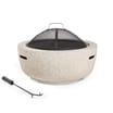 VonHaus Round MgO Fire Pit Bowl with BBQ Grill Rack, Spark Guard & Poker