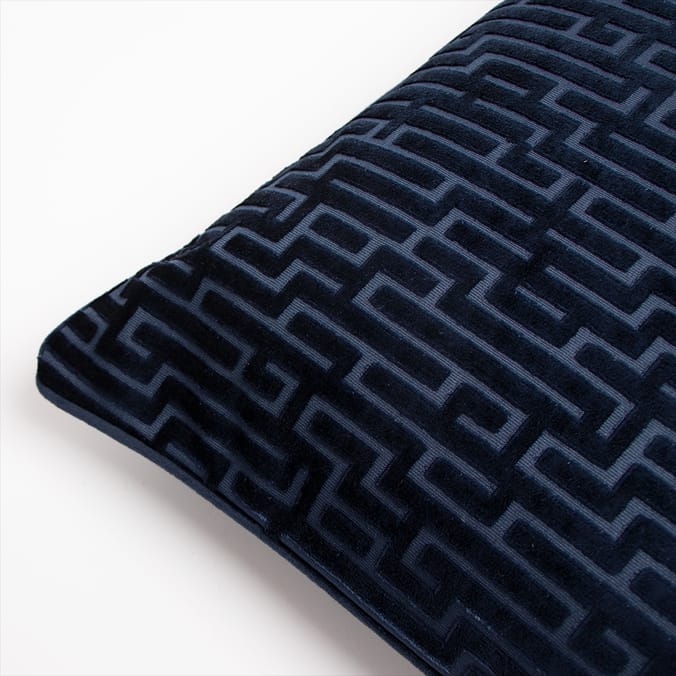 Home Collections Feather Filled Velvet Geo Cushion Navy Home Bargains