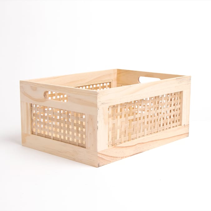 Home Collections Large Rattan Effect Wood Storage Natural, box, boxs