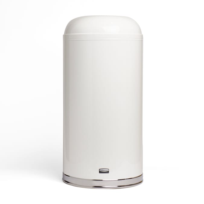 Rubbermaid Round Open Top Bin 56l White Gloss, bins, steel