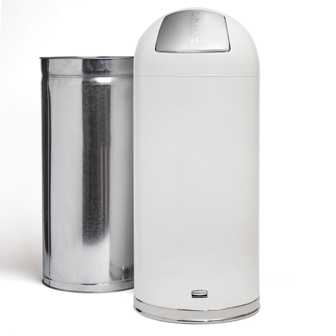 Rubbermaid Easypush Top Bin 56l White Gloss, bins, steel, stainless