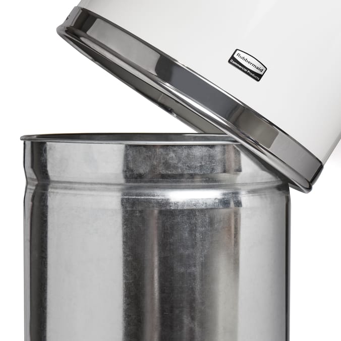 Rubbermaid Easypush Top Bin 56l White Gloss, bins, steel, stainless, powder, coated, strong