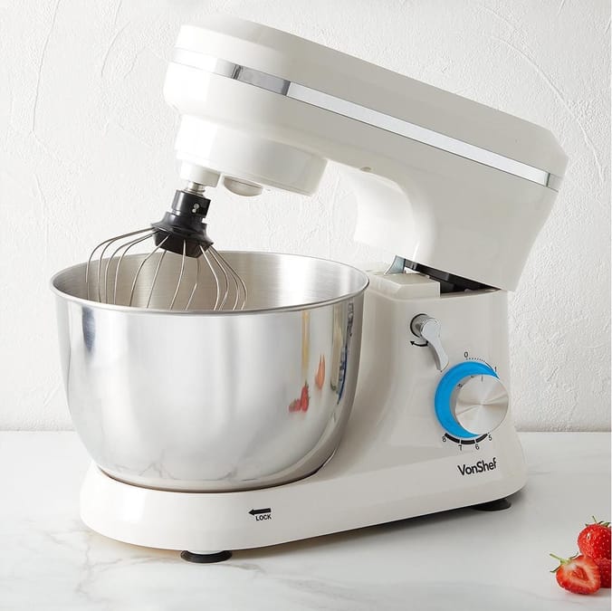 VonShef 8 Speed Stand Food Mixer 1000w Cream, 5056115721465, mixers, kitchen, chef, chefs