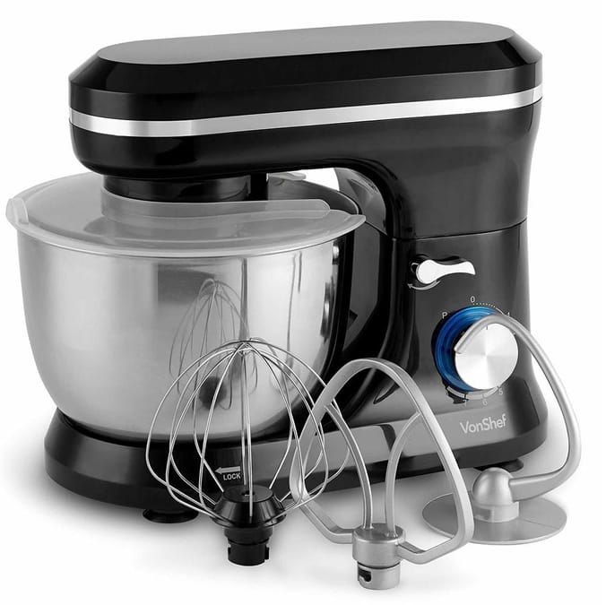 VonShef 8 Speed Stand Food Mixer 1000w Black, 64036, 5056115721441
