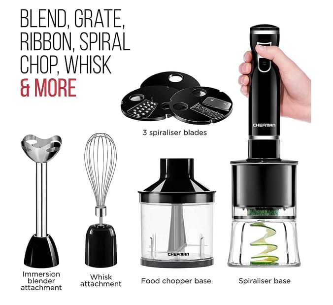 Chefman: Electric Spiralizer & Immersion Blender, 64009, 816458024853,  blenders, spriralizers, kitchen, appliance, appliances