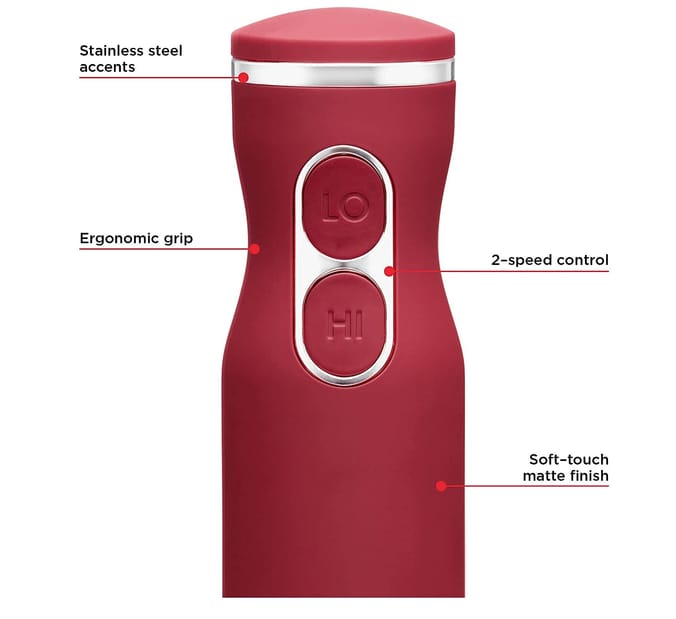 Chefman+Immersion+Stick+Hand+Blender+300W+Red+w%2F+Stainless+Steel+Blades  for sale online