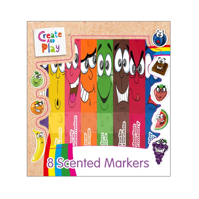 Create & Play: 8 Scented Markers children felt tip colour pens