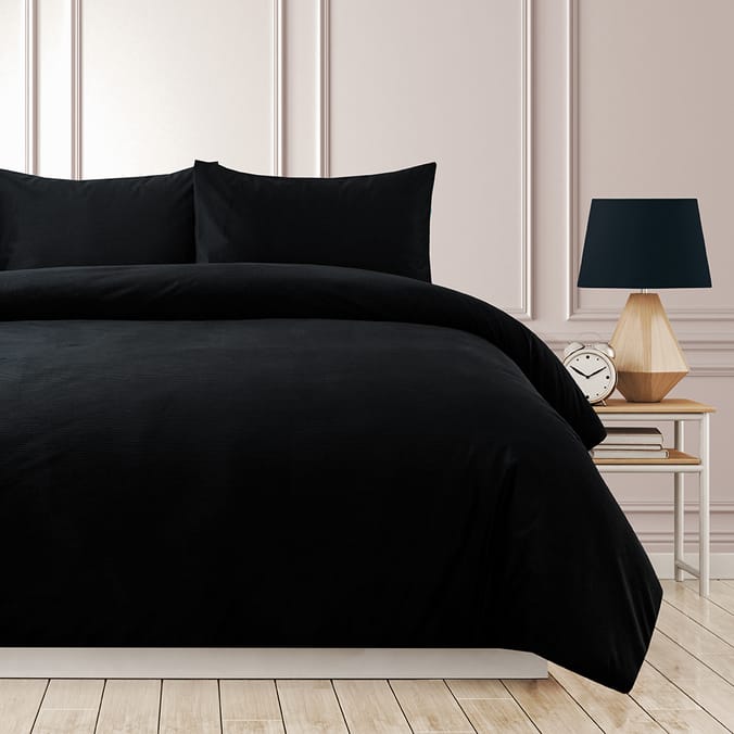 Home Collections Stripe Velvet Duvet Set Black, 01773, 01773a, 01786