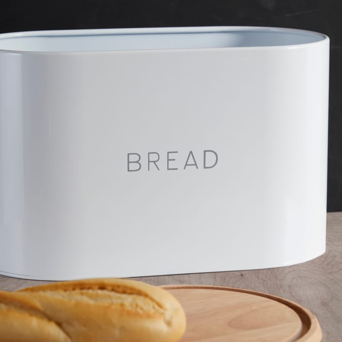 Home Collections: Bread Tin With Wooden Lid - White