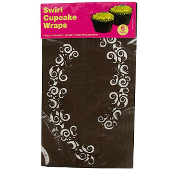 Swirl Cupcake Wraps Brown 6 Pack Home Bargains