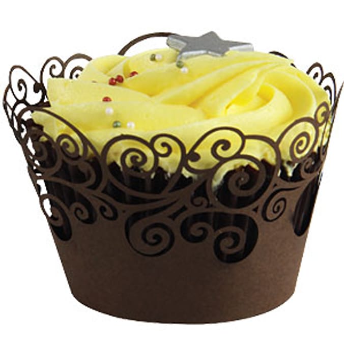 Swirl Cupcake Wraps Brown 6 Pack Home Bargains