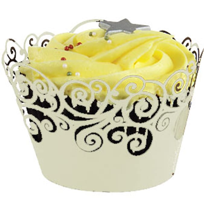 Swirl Cupcake Wraps Beige 6 Pack Home Bargains