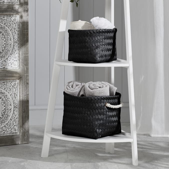 Home Collections Set Of 2 Woven Baskets Black, 06075, 06075a