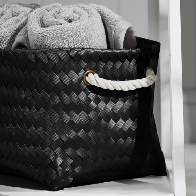 Home Collections Set Of 2 Woven Baskets Black, 06075, 06075a