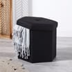 Home Collections: Hexagonal Poly Linen Ottoman - Black