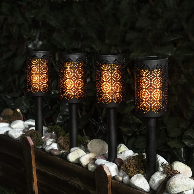 Firefly Set Of 4 Mosaic Stake Solar Lights 40878 garden garden