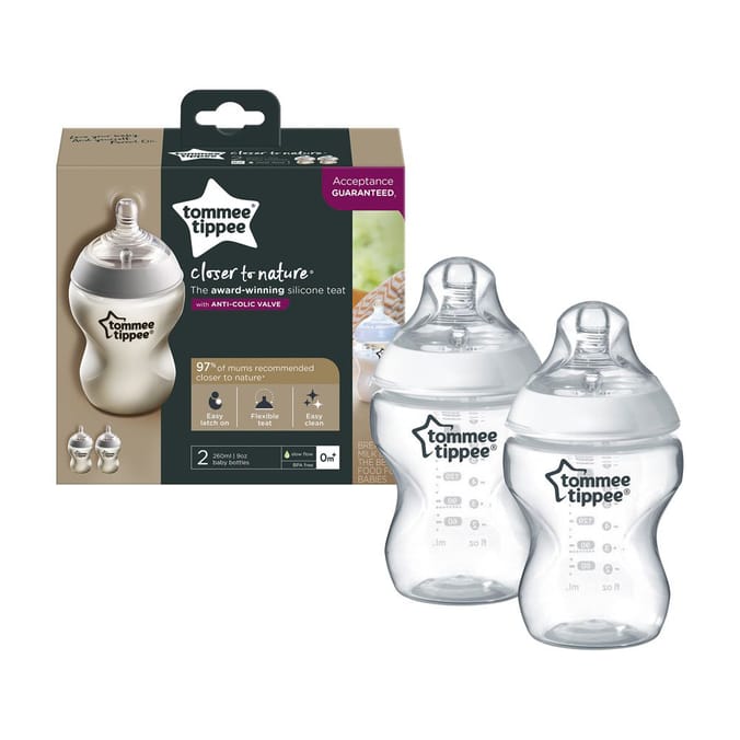 Tommee Tippee Closer to Nature 260ml Bottles (Set of 2) anti colic