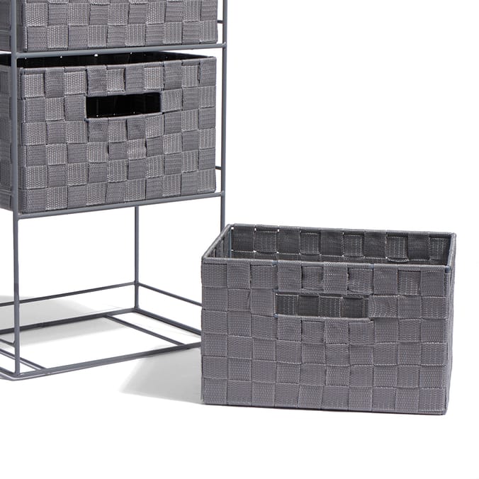 Home Collections 4 Drawer Fabric Storage Grey, 60680, 60680b