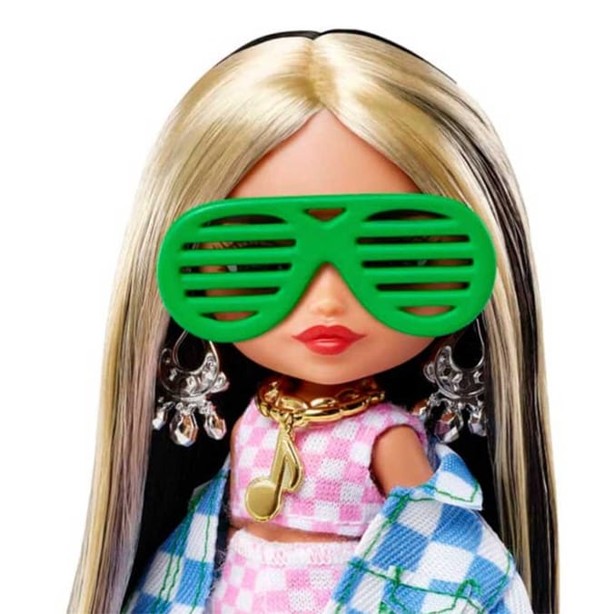 Barbie Extra Mini Doll Check Dress, 65510, 21606, 194735055401