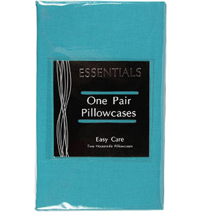 Essentials 1 Pair Pillowcases Teal bedding Home Bargains