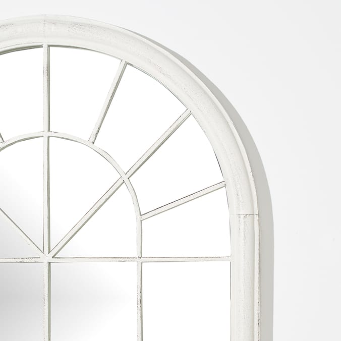 The Outdoor Living Collection Oversized Metal Arch Mirror 1.34m Distressed White Home Bargains