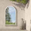 The Outdoor Living Collection: Oversized Metal Arch Mirror 1.34m - Distressed White