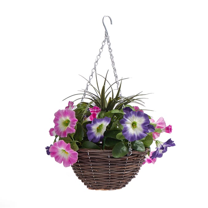 Jardin Artificial Round Hanging Basket Purple/Pink, 31375, 31375d