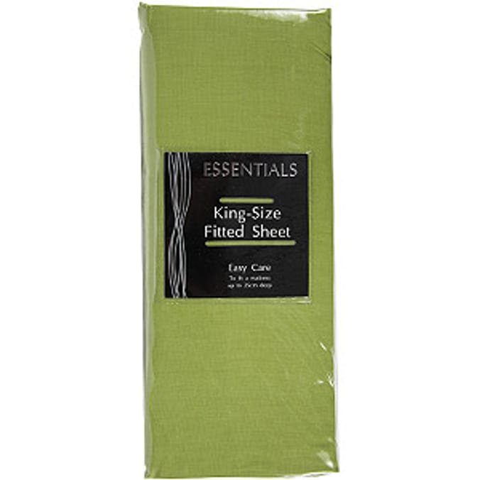 Essentials KingSize Fitted Sheet Olive Home Bargains