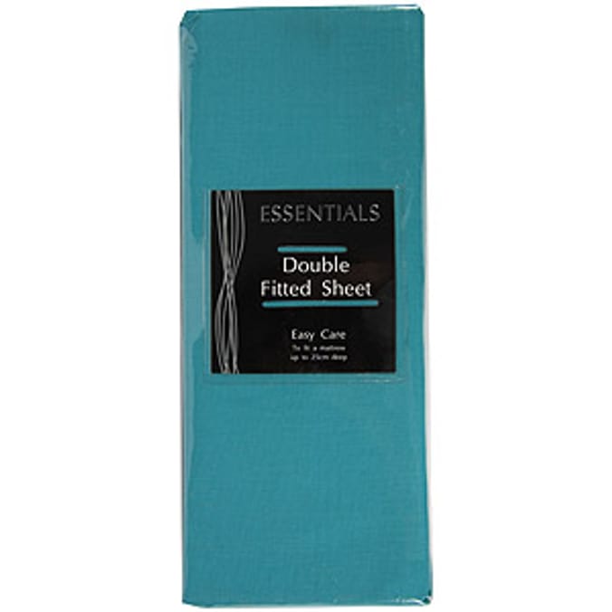 Essentials Teal Fitted Sheet bedding Home Bargains