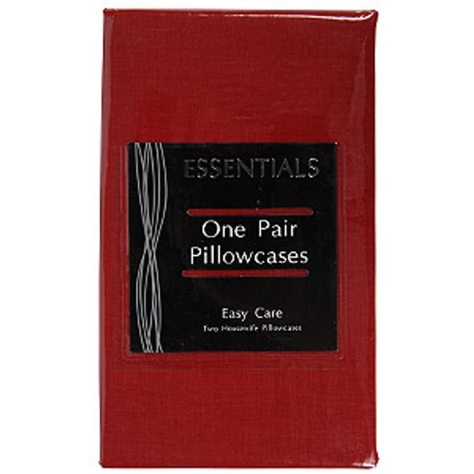 Essentials 1 Pair Pillowcases Red bedding Home Bargains