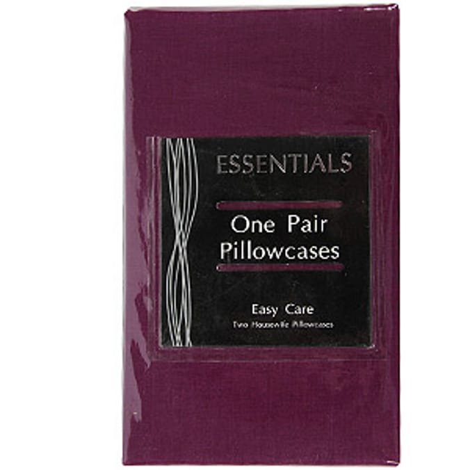 Essentials 1 Pair Pillowcases Plum bedding Home Bargains